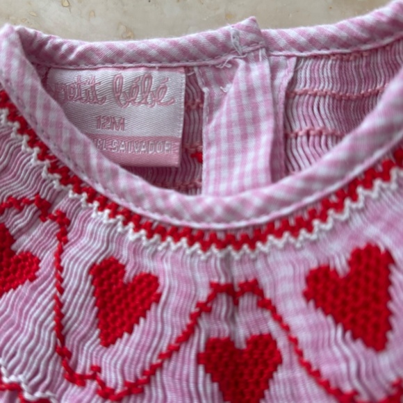 Petit Bebe Heart Smocked Romper - Picture 3 of 3